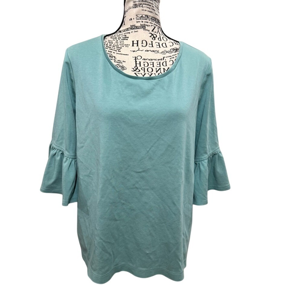 Chico's Teal Ruffle Sleeve Blouse